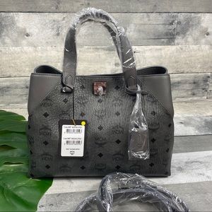 grey mcm purse